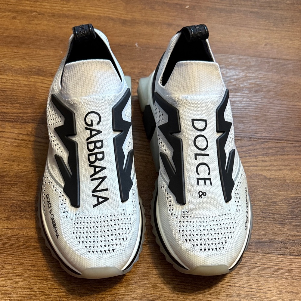 Dolce & Gabbana Men's Black and White Slip-On Sneakers